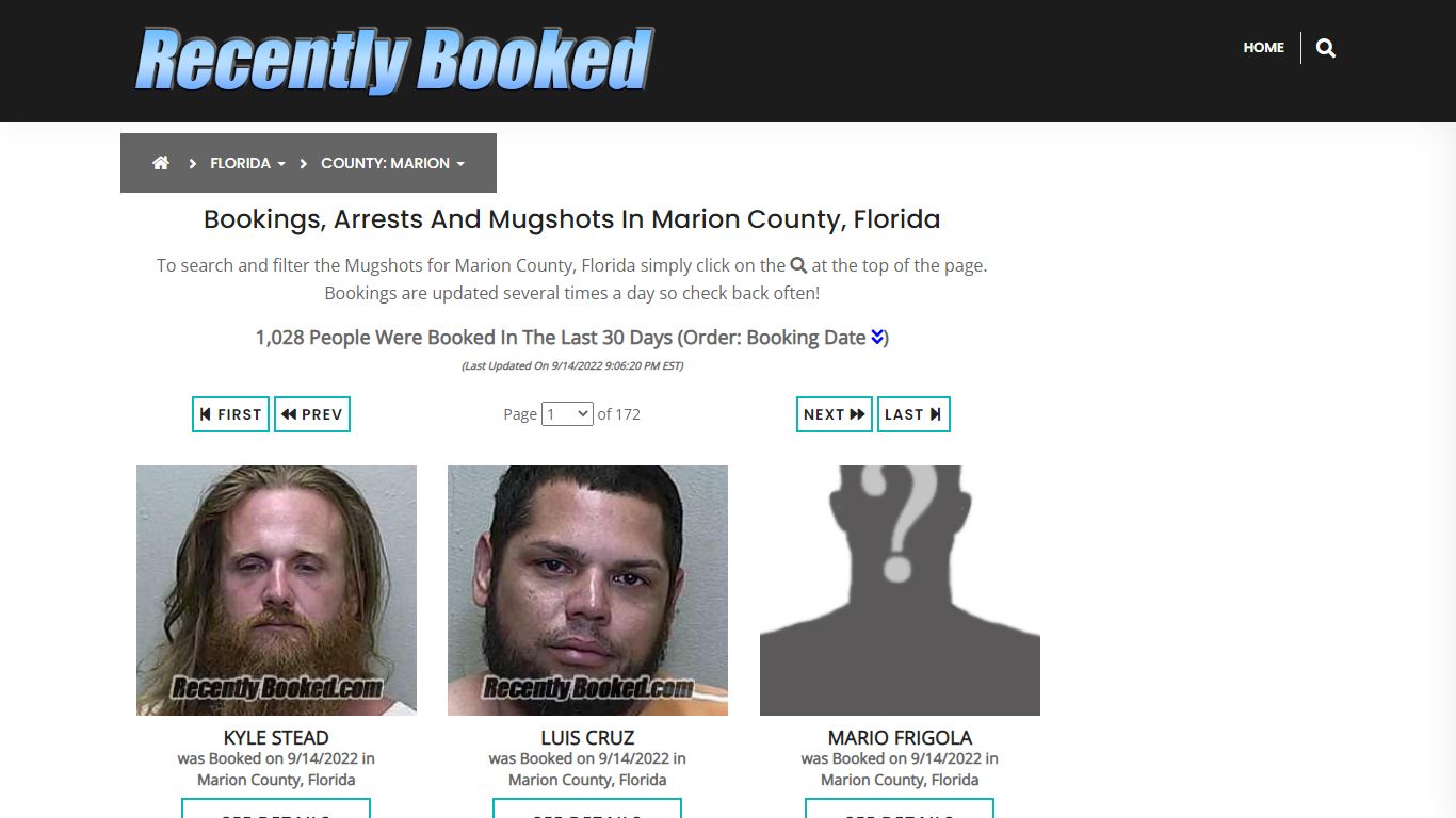 Recent bookings, Arrests, Mugshots in Marion County, Florida